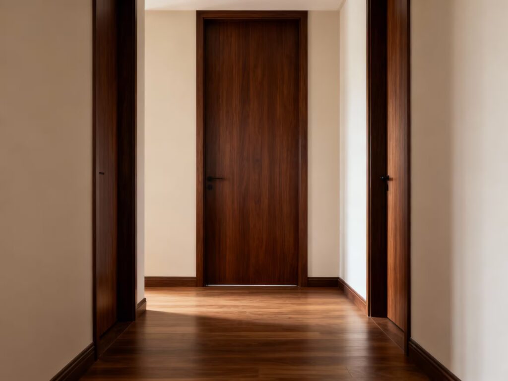 17 Desain Pintu Kamar Tidur Mewah untuk Rumah Mewah 27 10. Pintu Veneer Brown Clean Minimalist