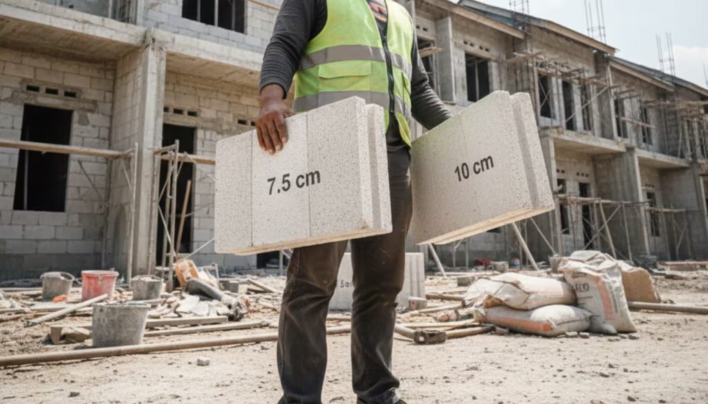 Ukuran Hebel untuk Bangun Rumah 2 Perbandingan Hebel 75 cm dan 10 cm di Proyek Pembangunan Rumah