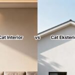 Dinding interior dan eksterior rumah untuk ilustrasi perbedaan jenis cat